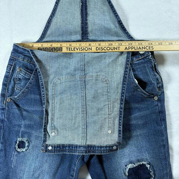 Zanadi Womens Denim Overalls Medium Distressed Stretch Y2K Retro Streetwear Cute - Picture 7 of 10